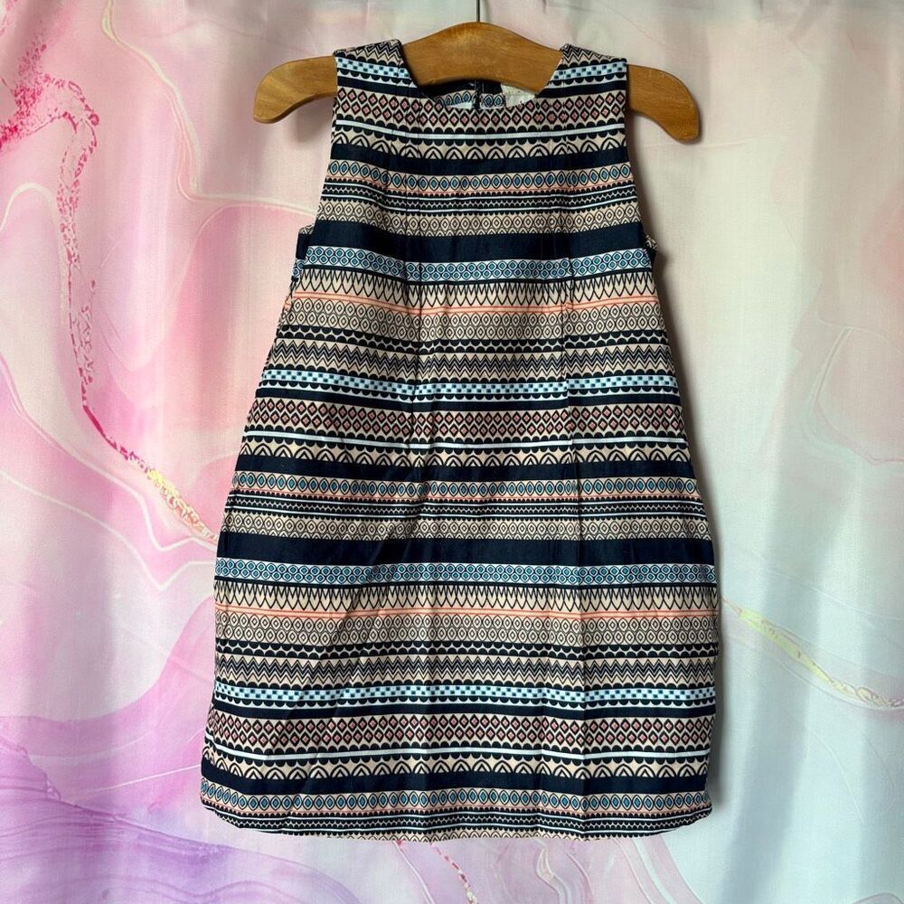 Crewcuts 6 Navy Blue Pink Striped Dress Preppy Luxury Artsy Pockets Boardwalk